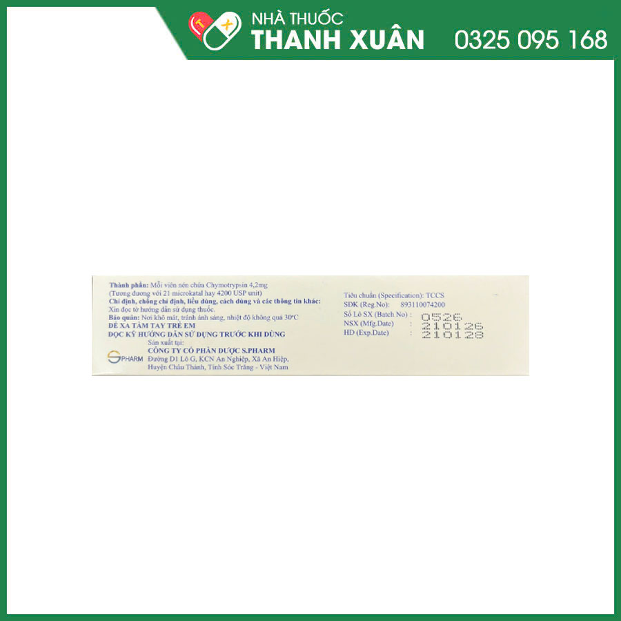 Alphachymotrypsin S.Pharm điều trị phù nề sau chấn thương, phẫu thuật, bỏng